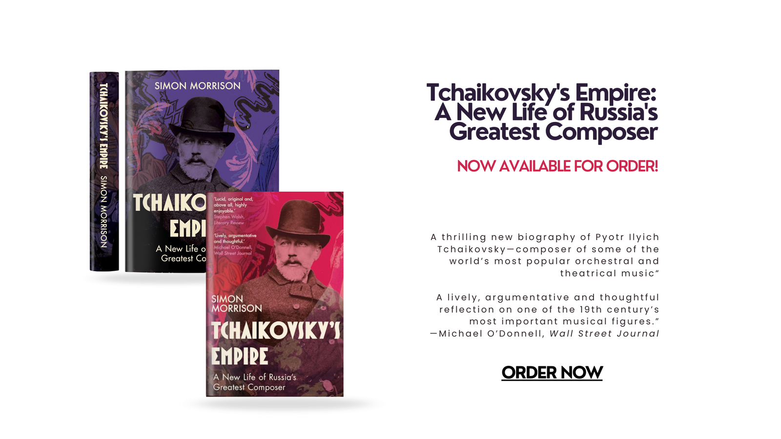 Tchaikovsky's Empire' with book covers and text on a white background